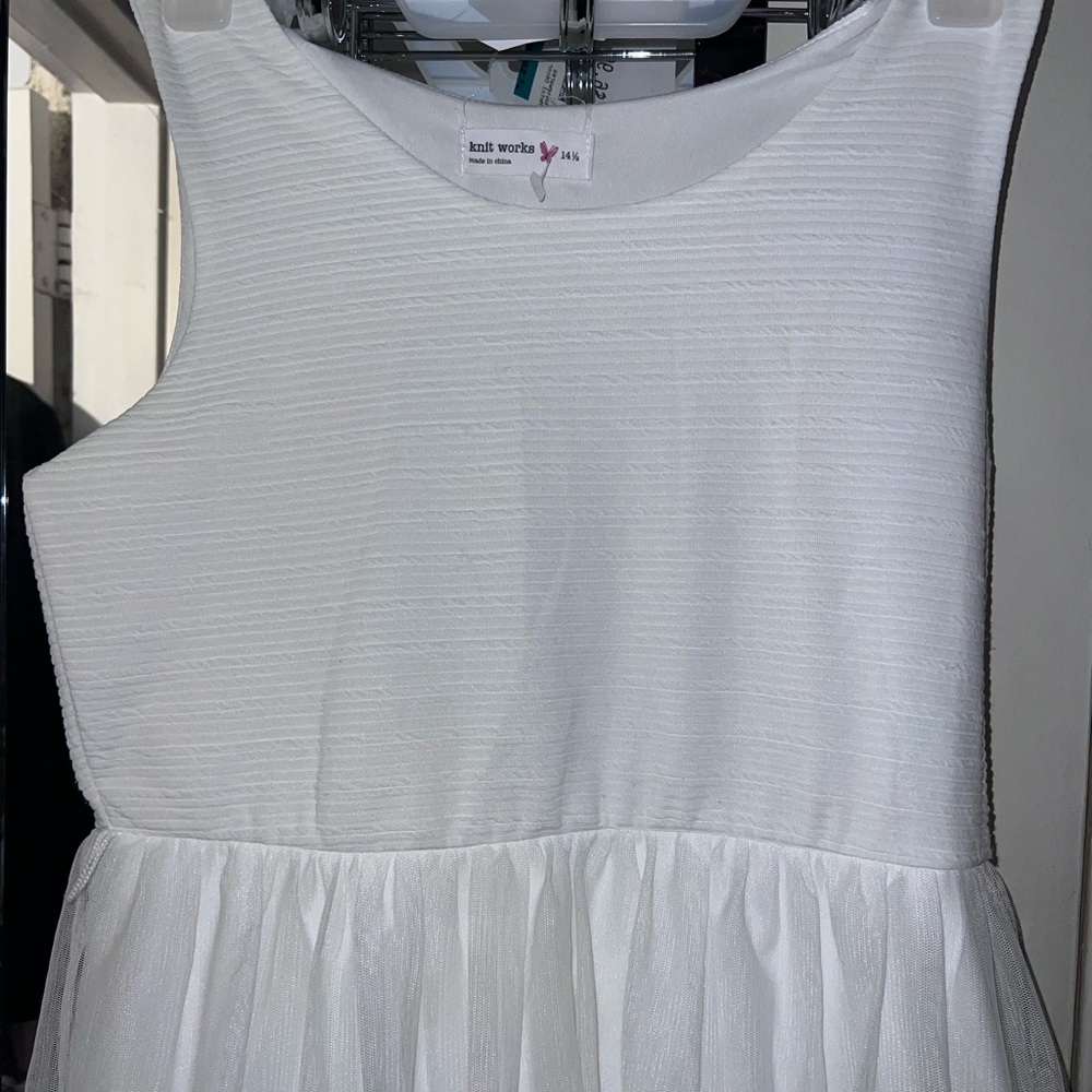 Girls white fit/flare dress 14 1/2